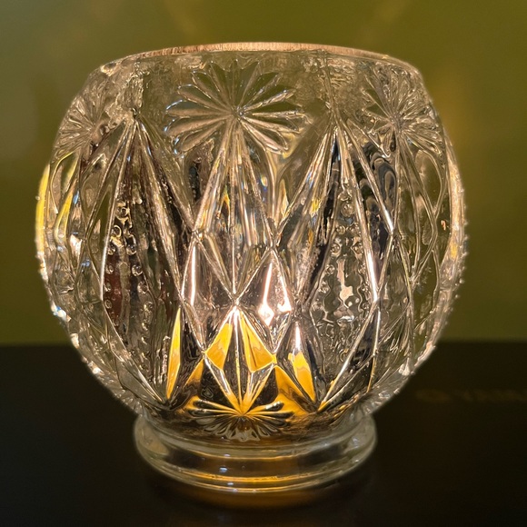 Vintage Avon Starburst Diamond-Cut Heavy Clear Crystal Candle Holder/Candy Dish - Picture 5 of 11